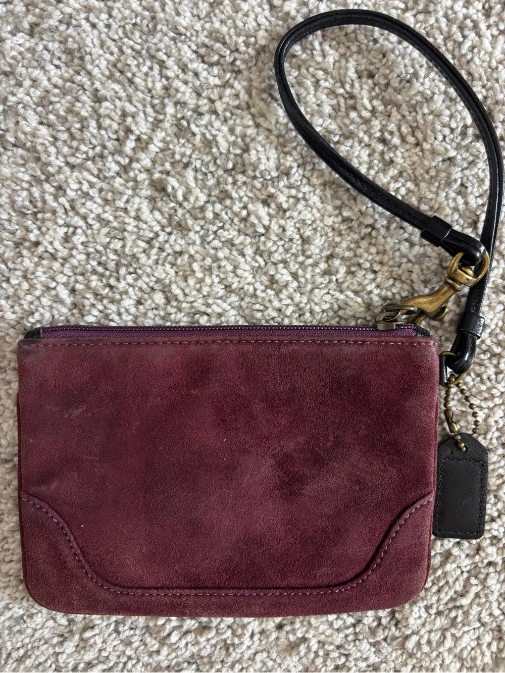 Coach suede wristlet w/ black strap